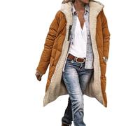 Cappotto trapuntato, da donna, leggero, lungo, invernale, foderato, spesso, reversibile, con tasche, per attività all'aria aperta, antivento, con cappuccio, con chiusura lampo, per il tempo libero