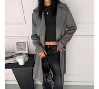 Cappotto trench da donna in colore unito, anti-grinze, in tessuto intrecciato, adatto per l'autunno e l'inverno, cappotto grigio di media lunghezza Tall XS,Tall S,Tall M,Tall L,Tall XLColore unicoTess