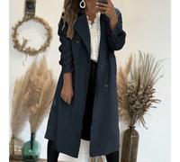 Cappotto trench da donna PoPoHouse, elegante e di temperamento, adatto per l'autunno e l'inverno, con doppia fila di fibbie, cappotto lungo per il pendolarismo L,M,S,XLColore unicoTessuto intrecciato