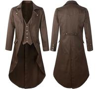 Cappotto Uomo Giacca Vittoriana, Personalizzata Stile Gotico Tinta Unita Tuxedo di Media Lunghezza Cappotti da Spettacolo Long Windbreaker Uomo Medievale per Cosplay di Carnevale Halloween
