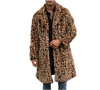 Cappotto Uomo in Pelliccia Sintetica Invernale Morbido Leopardata Giacca Lunga Cardigan Outwear Caldo Cappotto da Uomo Cappotti e Giacche da Uomo di Elegante Giacca Parka Giubbotto Spessa Caldo
