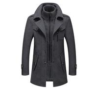Cappotto Uomo Invernale - Giubbino Autunno Trench Elegante Lungo Peacoat Giaccone Con Bottoni e Cerniera Giacconi Slim Fit Soprabito Stile Caldo Casual Cappotti Con Tasche Giacche 2025, Grigio 6XL