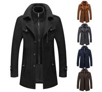 Cappotto Uomo Invernale - Giubbino Autunno Trench Elegante Lungo Peacoat Giaccone Con Bottoni e Cerniera Giacconi Slim Fit Soprabito Stile Caldo Casual Cappotti Con Tasche Giacche 2025, Nero 5XL
