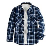 Cappotto Uomo Inverno Caldo Autunno e Inverno Uomo Grande Tasca a quadri e Cappotto in Velluto Camicia Top, blu, XL