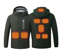 Cappotto Uomo Inverno Lungo con Staccabile Cappotto Di Ricarica Cappello Da Escursione Giacche Di Colore Velluto Soild Giacche Riscaldanti USB Antivento E Uomo 8 Cappotti E, Verde militare, XL