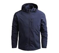Cappotto Uomo Inverno Lungo Uomini Casual Staccabile Con Cappuccio Manica Lunga Cerniera Tasca Sottile Cappotto Giacca Esterna Escursionismo Impermeabile Antivento, Blu scuro, 5XL