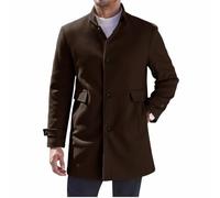 Cappotto Uomo Lungo Cappotto Nero Trench Uomo 2025 Nuovo Inverno Caldo Tasca Solida Cappotto di Lana Cappotto di Lana Cappotto Spesso Uomo Giacca di Pelle Marrone di Media Lunghezza Uomo, Caff, XXL