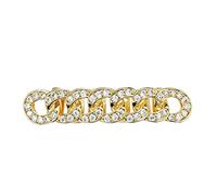Cappucci Dentali con Disegno di Catena Circolare, Placcati Oro e Argento 18K Micro Incastonati, Gioielli Dentali Hip-Hop, Regalo di Gioielli Moda Unisex(Gold)