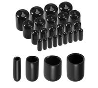 Cappucci di gomma rotondi di 40pcs 1/8 "1/4" 3/8 "1/2" Kit di assortimento di protezioni a vite di copertura in vinile, cappucci per tubazioni in metallo (3mm 6mm 9mm 12mm)(Black,80Pcs)