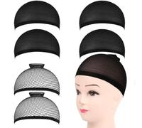 Cappucci per parrucche, 6 pezzi di cappucci per parrucche in nylon, copricapo unisex a rete elastica, copricapo per parrucche da uomo e da donna, 2 retine per capelli nere e 4 cappucci per parrucche