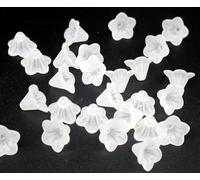 Cappucci per perline a forma di fiore in acrilico, 50/100/300 tappi/distanziatori for perline acriliche opache floreali da 10x14 mm, bianco/multicolore, pezzi(Transparent White,100pcs 10x14mm)