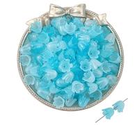 Cappucci per perline a forma di fiore in acrilico, Perline distanziatrici cave Cappucci for perline in filigrana, 600/1200 pezzi 10x8mm artigianali in acrilico multicolore(Lake Blue,1200pcs 10x8mm)