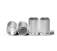 Cappucci Stelo valvola Pneumatici in Alluminio per BMW 3er E90 E91 E92 E93 X5 E70 X6 E71 E82 E88 E81 E87, Tappi Valvole Pneumatici Antipolvere con Guarnizione,Carbon Fiber-Silver