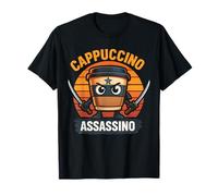 Cappuccino Assassino Italian Meme Ninja Caffè Retro Tramonto Maglietta