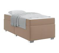 Cappuccino Fabric Single Bed Frame with Medium Firmness Mattress 80x200 cm, Engineered Wood Slatted Base, Modern Minimalist Design Bed Set for Bedroom Guest Room, Durable 140 kg Capacity