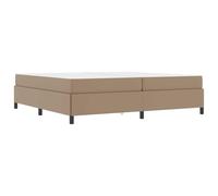 Cappuccino Upholstered Bed Frame 200x200cm with Engineered Wood Slats & Pocket Sprung Mattress Set, Modern Platform Bed for Bedroom Guest Room, Easy Assembly, White & Black Tone, Up to 280kg