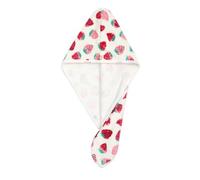 Cappuccio asciugacapelli, cuffia da doccia, Asciugamano for capelli, turbante, berretto, asciugatura rapida, assorbente, pile di corallo, 24x64 cm, fragola