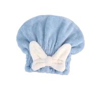 Cappuccio asciugacapelli, cuffia da doccia, Cuffia for asciugare i capelli in velluto corallo, asciugamano turbante con fiocco multicolore, diverse misure(Blue,4PCS)