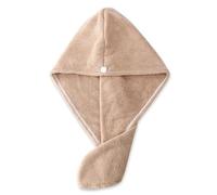 Cappuccio asciugacapelli, cuffia da doccia, Turbante for capelli con passante e bottone, asciugatura rapida, multicolore, 50x25 cm(Khaki)