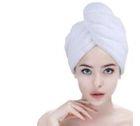 Cappuccio asciugacapelli, cuffia da doccia, Turbante for capelli, cuffia, asciugamano multicolore 25x65 cm, confezione da 2, 3(White,2PCS-25CMX65CM)
