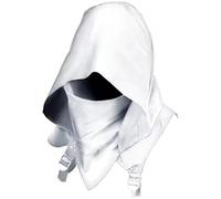 Cappuccio Bianco, Cappuccio da Ladro, Sciarpa, Costume da Assassino Medievale Unico, Costume Invernale con Maniche, Cappello Unisex per Halloween, Cosplay e Uso Quotidiano, Mantello Medievale con