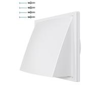 Cappuccio Bianco per Condotto a Parete con Sportello Antiritorno | Griglia di Ventilazione in Plastica ASA Resistente alle Intemperie - Protezione da Pioggia e Vento. (Diametro: 125 mm)