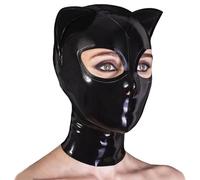 Cappuccio con Maschera da Gatto in Lattice Gomma per Cosplay con Orecchie,Cerniera Posteriore Accessori Fatta a Mano L