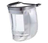 Cappuccio di Saldatura in Alluminio, Visiera Ribaltabile, Argento | Barriera Termica in Acrilico, Montaggio su Elmetto, Resistenza Agli Spruzzi, per Fonderia e Forgiatura