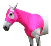 Cappuccio elasticizzato per cavallo con cerniera, copertura integrale per viso e collo per una protezione dal prurito dolce, protezione per spalle e protezione contro le mosche, colore: RoseRed
