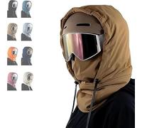 Cappuccio impermeabile foderato in pile con/coulisse, passamontagna con cappuccio, copertura completa antivento invernale, maschera invernale, mantiene testa e collo caldo, D, Taglia unica