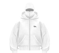 Cappuccio in pile con doppio cappuccio con zip per donna Y2K comodo e resistente al vento con cerniera integrale per allenamento di danza, palestra, club sportivo, giacca sportiva, bianco, S