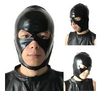 Cappuccio integrale in PVC e spandex, effetto bagnato, con 3 fori, in pelle nera lucida, per passamontagna per maschera per feste di Halloween, cosplay, giochi di ruolo, accessorio per costume da Gimp