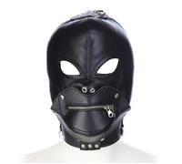 Cappuccio maschera con ganci sadomaso dildo erotico costrittivo toy CERNIERA