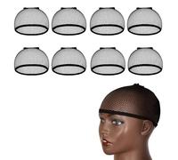 Cappuccio Per Parrucca Calotte for parrucca lunghe, calotta for tessitura con fodera in rete a estremità aperta, calotte for da donna, confezione nera(8pcs)