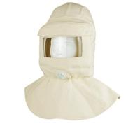 Cappuccio per Sabbiatura Cappuccio Protettivo Elmetto Maschera Visiera con Finestra Frontale Tela E Vetro Barriera , Cappuccio Per Sabbiatura Versione Aggiornata Color Bianco Sporco Con Casco Interno