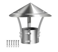 Cappuccio rotondo per camino Comignolo regolabile in acciaio inox | Argento 3,1-11,8 pollici: presa d'aria for camino e protezione del tetto(200mm/7.9in)
