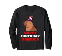 Cappy Birthday America 250 Years Cute Capybara American Maglia a Manica