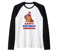 Cappy Birthday America 250 Years Cute Capybara American Maglia con Maniche Raglan