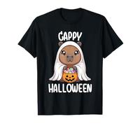 Cappy Halloween Kawaii Capybara Ghost Kids Women Maglietta