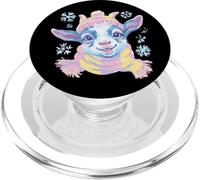 Capra Bambino Sorridente Fattoria Inverno Animale Ritratto Grafico Rosa PopSockets PopGrip per MagSafe