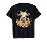 Capra Con Accenti Floreali Maglietta