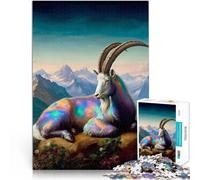 Capra di montagna che riposa Puzzle da 1000 pezzi per adulti Riduzione dello stress interessante Giocattoli per la decorazione della casa 38x26cm