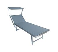 Capra Group Lettino spiaggia mare prendisole pieghevole professionale Alluminio MAIORCA, misura XL da stabilimento balnerare (Gray)