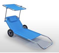 Capra Group sdraio spiaggina da mare e spiaggia in alluminio con ruote regolabile 5 posizioni, con cuscino poggiatesta e tettuccio parasole, sedia carrello Trolley per trasportare oggetti