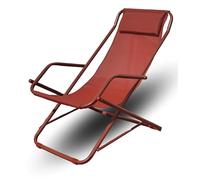 Capra Group Sedia sdraio swing basculante da giardino con schienale e braccioli regolabili, 101x63x85 cm, cuscino poggiatesta, colore Terra di Siena