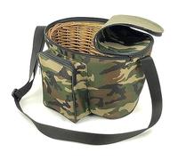 Capra Group Tracolla Mimetica Professionale per la Raccolta Funghi con cesta in Vimini, Misura 38x28x22 cm, con Rete sul Fondo per dispersione delle Spore