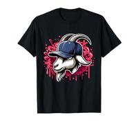 Capra in cappello da baseball Street Graffiti Style Art Maglietta