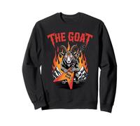 Capra in metallo con chitarra Flames Pentagram Rock Felpa