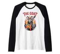 Capra in metallo con chitarra Flames Pentagram Rock Maglia con Maniche Raglan