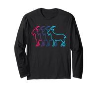 Capra Retro Silhouette Synthwave Amante degli animali Maglia a Manica